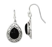 Pendientes de gancho de plata de ley 925 con ónice simulado de pastor de 30 x 14 mm de ancho, joyería para mujer, Plata de ley, Ónix