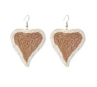 Pendientes De Gancho De Rafia Bohemios Marrones para Mujeres y Niñas, Hechos A Mano, Trenzados, Ligeros, De Ratán, con Forma De Corazón, Colgantes, Modernos y Bonitos, Regalo De Joyería De Veran