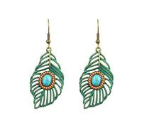 Pendientes de gancho para mujer, diseño vintage de hojas talladas a cielo abierto, turquesa sintética, regalo encantador y profesional