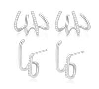 Pendientes de garra de plata de ley 925 y puño de garra para mujer que parecen múltiples piercings y oruga de oreja de plata dorada Chicas adolescentes