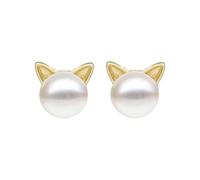 Pendientes de gatito resistentes a las alergias con detalles de perlas, de cobre, ligeros, para uso diario, collar o pendientes de oreja, regalo único, One Size, como se describe, como se describe
