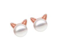 Pendientes de gatito resistentes a las alergias con detalles de perlas, de cobre, ligeros, para uso diario, collar o pendientes de oreja, regalo único, One Size, como se describe, como se describe