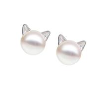 Pendientes de gatito resistentes a las alergias con detalles de perlas, de cobre, ligeros, para uso diario, collar o pendientes de oreja, regalo único, One Size, como se describe, como se describe