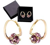 Pendientes de Germanio con Magnetoterapia, Terapia Magnética Avanzada, Pendientes de Drenaje Linfático para la Pérdida de Peso, Pendientes de Terapia Magnética para Uso Diario (Morado)