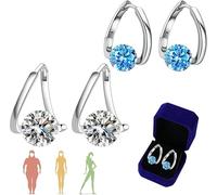 Pendientes de germanio linfático, aretes de drenaje linfático, aretes de germanio linfático, aretes magnéticos para mujer, talla única, Piedra de germanio, diamantes de imitación, acero inoxidable