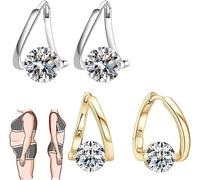 Pendientes de germanio linfático, aretes de magnetoterapia linfática, aretes de drenaje linfático, aretes magnéticos para mujer, talla única, Piedra de germanio, diamantes de imitación, acero
