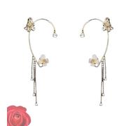 Pendientes de Golondrina de Plata Estilo Boho Chic - Ear Cuffs con Borlas y Mariposa para Mujer, Joyas Elegantes (Type A)