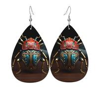 Pendientes de gota coloridos con estampado de escarabajo: aretes de gota ligeros perfectos para regalos de Navidad o día de San Valentín