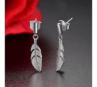 Pendientes de gota con alas de plumas para mujer, aretes finos 925