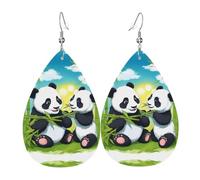 Pendientes de gota con diseño de dos pandas felices, aretes de gota ligeros, perfectos para regalos de Navidad o día de San Valentín