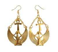 Pendientes de gota con patrón de diosas egipcias, accesorios de civilización egipcia para mujer, simbolizando sabiduría y fuerza