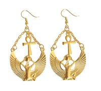 Pendientes de gota con patrón de diosas egipcias, accesorios de civilización egipcia para mujer, simbolizando sabiduría y fuerza, Zinc