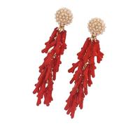 Pendientes de gota con temática de playa de moda, adornos de perlas, aleación de resina, artesanía, estilos versátiles, diseño de coral