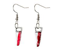 Pendientes de gota con tijeras para mujeres y niñas, aretes góticos con estampado de sangre, aretes de tijera para Halloween, aretes de lazo para mujer, talla única, Metal, Sin piedra preciosa
