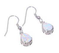 Pendientes de gota creados con joyas de ópalo de fuego blanco pendientes colgantes con piedras preciosas para las mujeres diseño conveniente