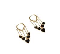 Pendientes de gota de borla de corazón negro para mujer, simples y exquisitos, colgantes de corazón para boda, talla única, Metal