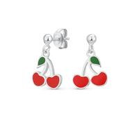 Pendientes De Gota De Cereza Esmaltados En Rojo De Frutas De Verano Pequeñas Para Mujeres Adolescentes Plata Esterlina .925