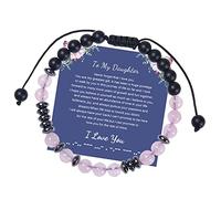 Pendientes de gota de corazón para mi y nieta, pulsera de piedra esmerilada de 6 mm, aretes largos de perlas, talla única, Piedra natural, No es una piedra preciosa