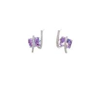 Pendientes de gota de cristal púrpura de las mujeres, cristal simulado oval de Birthstone, regalos de la joyería para sus mujeres