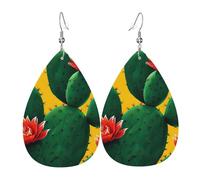 Pendientes de gota de cuero, con estampado de tulipanes rosas vívidos, aretes colgantes para mujer, novia, esposa, talla única, Cuero