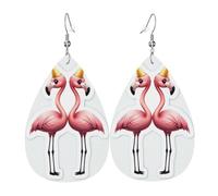 Pendientes de gota de cuero, con estampado de tulipanes rosas vívidos, aretes colgantes para mujer, novia, esposa, talla única, Cuero