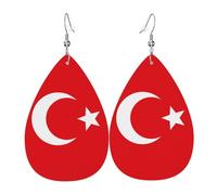 Pendientes de gota de cuero, diseño de lágrima con bandera alemana, para mujer, novia, esposa, talla única, Cuero