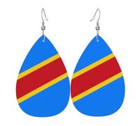 Pendientes de gota de cuero, diseño de lágrima con bandera alemana, para mujer, novia, esposa, talla única, Cuero