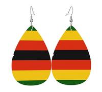 Pendientes de gota de cuero, diseño de lágrima con bandera alemana, para mujer, novia, esposa, talla única, Cuero