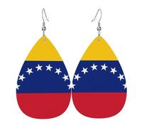 Pendientes de gota de cuero, diseño de lágrima con bandera alemana, para mujer, novia, esposa, talla única, Cuero