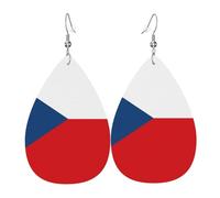 Pendientes de gota de cuero, diseño de lágrima con bandera alemana, para mujer, novia, esposa, talla única, Cuero