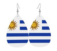 Pendientes de gota de cuero, diseño de lágrima con bandera alemana, para mujer, novia, esposa, talla única, Cuero