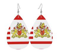 Pendientes de gota de cuero, diseño de lágrima con bandera alemana, para mujer, novia, esposa, talla única, Cuero