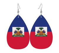 Pendientes de gota de cuero, diseño de lágrima con bandera alemana, para mujer, novia, esposa, talla única, Cuero