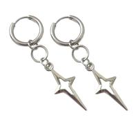 Pendientes de gota de metal gótico, punk, color plateado, con diseño de cruz de estrella, joyería de moda para mujeres y hombres, talla única, como se describe, como se describe