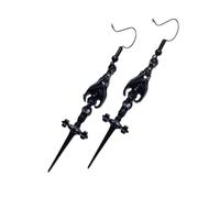 Pendientes de gota de murciélago con espadas, joyería de aleación para mujeres y hombres, accesorio de moda inspirado en gótico, aretes de festival