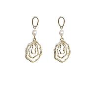 Pendientes de gota de oro calados con rosa y perlas para mujer, joyería romántica con textura, elegantes aretes de declaración diaria