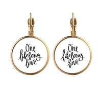 Pendientes de gota de oro con cita de amor de por vida art deco a la moda, sin perforación