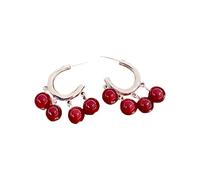 Pendientes de gota de perlas con estilo para detallar sofisticados pendientes colgantes en forma de C, textura de cristal artificial para el desgaste diario gotas de perlas, talla única, como se