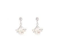 Pendientes de gota de perlas de hoja de ginkgo de plata para mujer, aretes colgantes florales de aleación, elegantes joyas de inspiración vintage