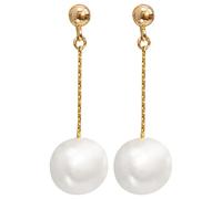 Pendientes de gota de perlas, gotas de perlas cultivadas en agua dulce de 0.4 pulgadas, gancho de plata S925 con cadena de oro de 14 quilates, se adapta a mujeres de todas las edades, joyería para