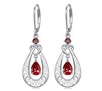 Pendientes de gota de piedra natal de lágrima para mujer, de plata de ley, infinito de filigrana, pendientes de espalda descubierta, amor infinito, cumpleaños, aniversario, joyas regalos para sus