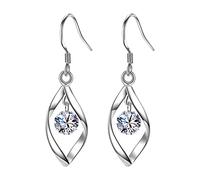 Pendientes de gota de plata de ley con circonita, aretes de gota de diamante de plata de ley, hipoalergénicos, aretes colgantes de gancho para orejas sensibles, circonita cúbica pequeña, regalo de