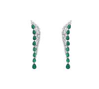 Pendientes de gota de plata esmeralda de Baroness