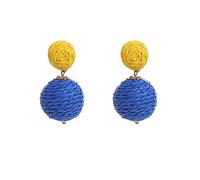 Pendientes de gota de ratán de paja hechos a mano, estilo bohemio, geométricos, para mujeres y niñas, joyería de playa de verano con copo de nieve, talla única, Ratán