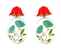 Pendientes de gota esmaltados florales vintage para mujer, joyería bohemia, aretes colgantes coloridos llamativos, perfectos para eventos artísticos, brunch y estilo diario