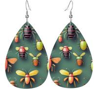 Pendientes De Gota Impresión Del Atlas De Insectos Pendiente De Lágrima Ligeros Pendiente Moda Pendientes Largos De Cuero Para Niñas Fiesta Mujeres