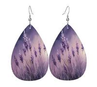 Pendientes De Gota Lavanda Púrpura Pendiente De Colgante Cómodo Aretes Vintage Pendientes Largos De Cuero Para Niñas Decoración Fiesta