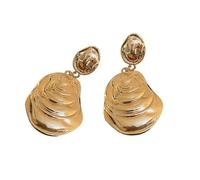 Pendientes de gota ligeros martillados elegantes chapados en oro y plata para mujer con un toque geométrico moderno