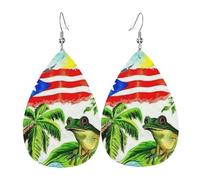 Pendientes De Gota Mi Bandera Puerto Rico Bandera Animal Aretes De Lágrima Ligeros Pendiente Colgantes Moda Pendientes De Cuero Mujer Para Aniversario Niñas Decoración