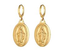 Pendientes de gota religiosos de Virgen María para mujer, color dorado, aretes colgantes de Virgen de color dorado, joyería cristiana, regalo para madre, útiles y atractivos